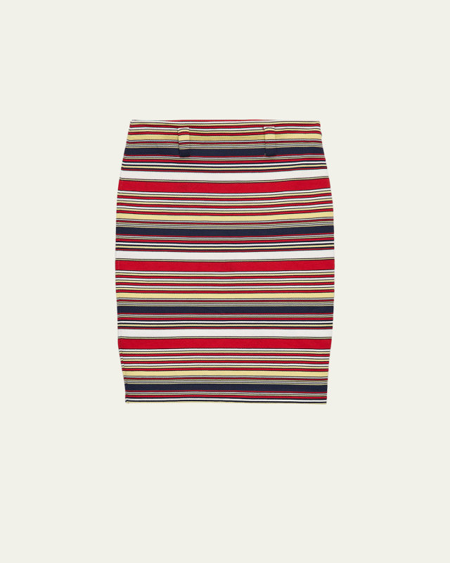 Stripe Cotton Knit Pencil Skirt